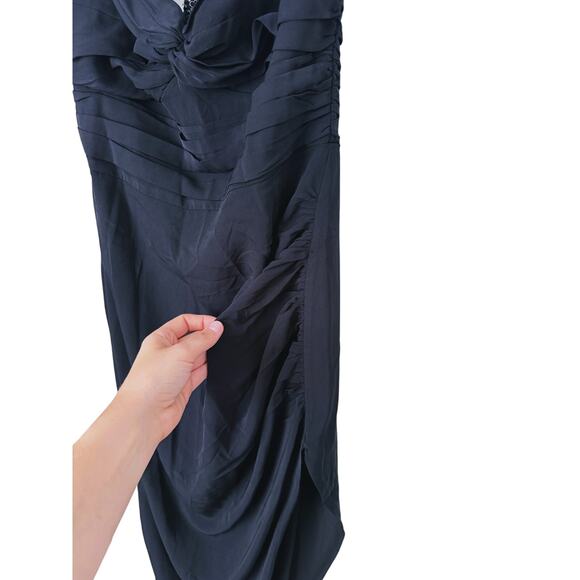 Abercrombie Off Shoulder Ruched Black Midi Dress Small Black Event Cocktail LBD - Picture 8 of 12